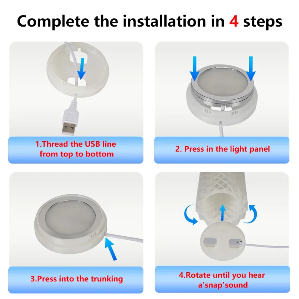 USB 5V 3W LED RGB Under Cabinet Lamp Ultra Thin Bambu Lab Led Lamp Kit Remote Control Night Light DIY Fr Bookcase Cabine Kitchen