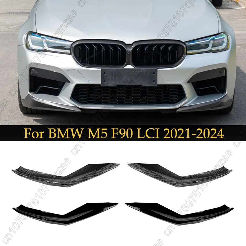 

2PCS Car Front Bumper Side Spoiler Lip Corner Cover Lower Splitter For BMW 5 Series M5 F90 LCI 2021-2024 Body Kits Tuning