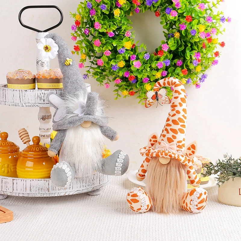 1PCS Animal Gnome Decoration Zebra Giraffe Elephant Shaped Plush Doll Faceless Tomte Gnomes Pendant Ornament Desktop Decor Gift