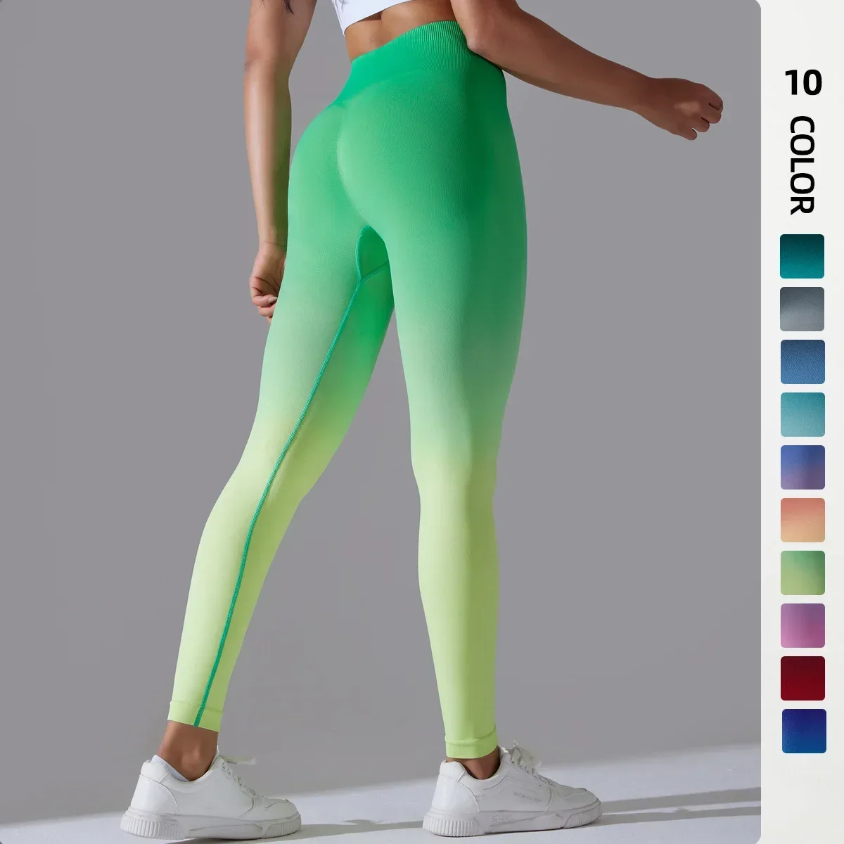 Bezszwowe cukierki Gradient spodnie legginsy do jogi wysoki stan Hip-lifting ciasny spodnie z dzianiny bieganie trening legginsy gimnastyczne dla