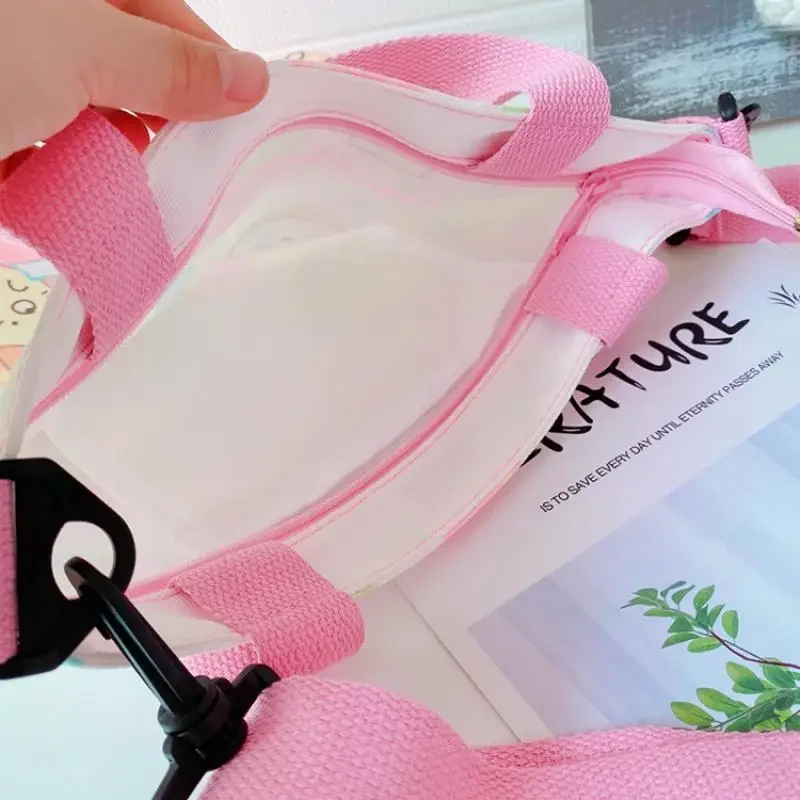 كارتون لطيف قماش حقيبة كتف حقيبة كروسبودي المحمولة حقيبة حفظ الطعام Kuromi Crossbody على ظهره حقيبة يد الترفيه #4