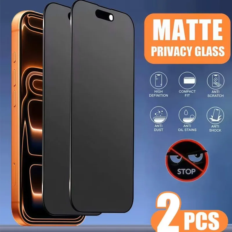 

2 шт. матовая защитная пленка для экрана для iPhone 17 Pro 16 13 11 12 14 15 Pro Max Air 16 Plus XR X XS Max антишпионское закаленное стекло