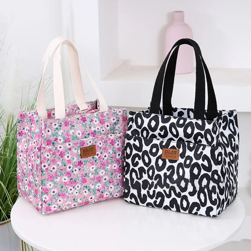 New Handbag Floral Print Lunch Bag Large Capacity Thermal Waterproof Insulated Bag Thickening Lunch Bag Women