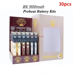 30 teile/schachtel bk 900mah Vorheizen Batterie Kit Display Blister Kits angepasste Spannung Batterien USB-Ladegeräte passen Gewinde Patronen