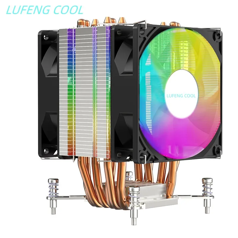 Lufengcool-4つのヒートパイプを備えたサイレントファン,金属製のクーラー,4ピン,rgb pc intel lga 2011 2011-3 x79 x99