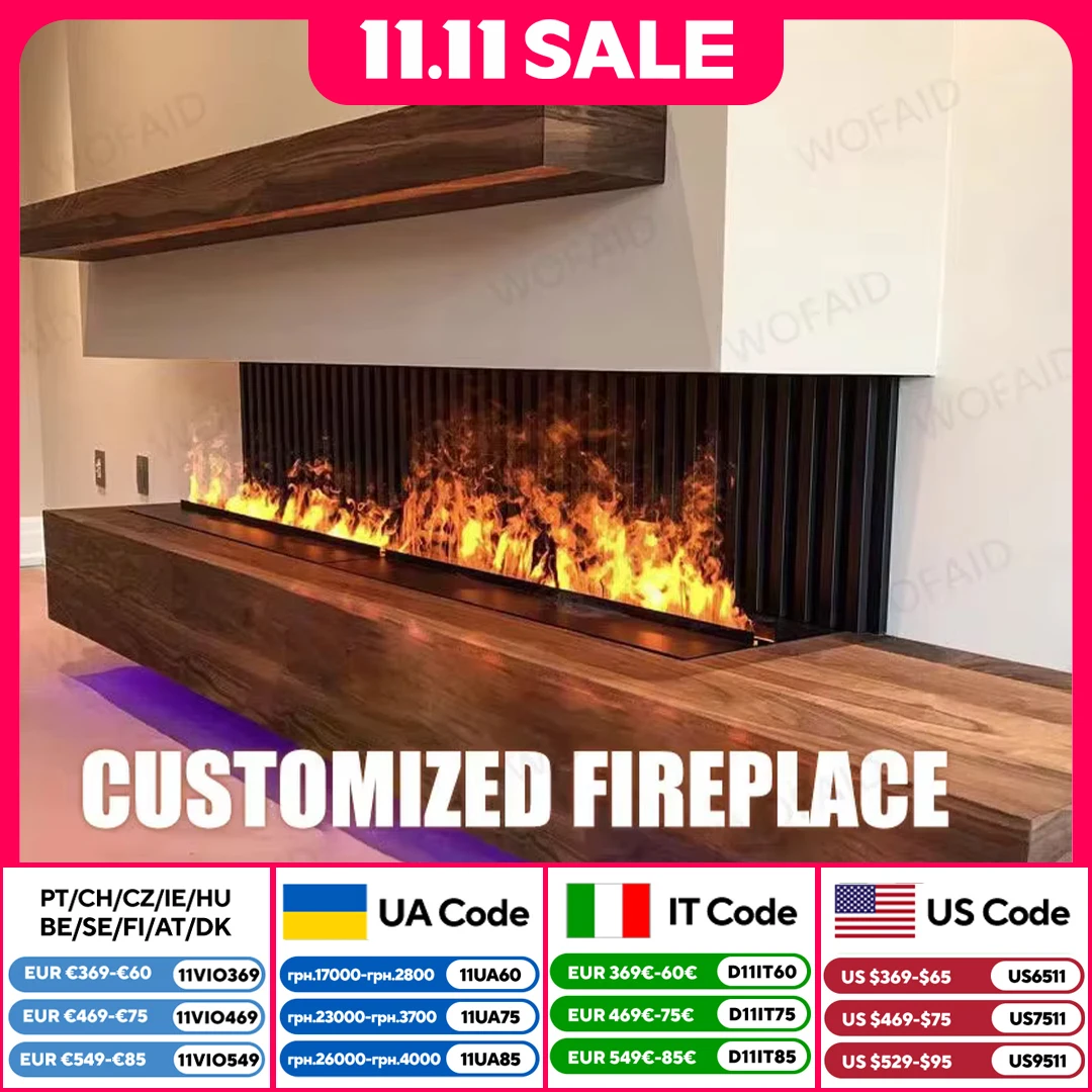 

3D-голографический камин с ультразвуковым туманом, реалистичный мерцающий красочный пламенный камин с пультом дистанционного управления, сборка не требуется