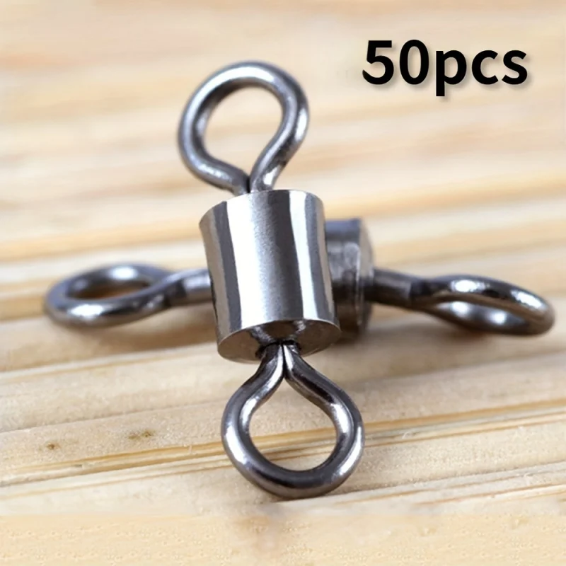 50 Peças de Anéis Giratórios Premium com Rolamento de Esferas para Pesca de Carpa - Giradores de Aço e Latão com Olhal em Forma de 8