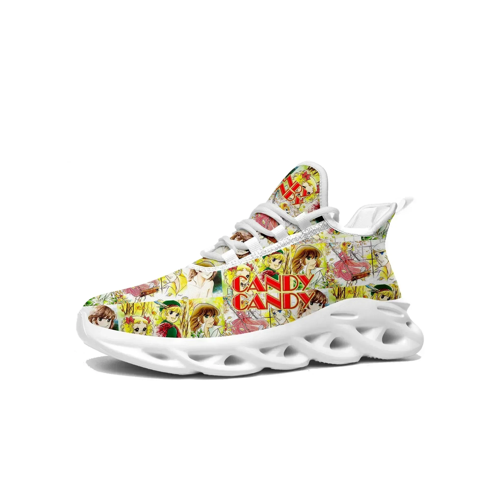 

Кроссовки Candy Candy Flats для мужчин, женщин и подростков, спортивная обувь для бега, высококачественная классическая обувь с мультяшным принтом, на шнуровке, из сетчатого материала.