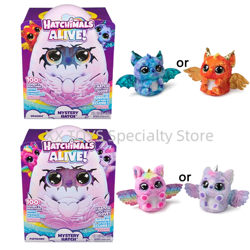 

Hatchimals Alive Mystery Hatch Pufficorn Draggle Surprise Interactive Hatching Egg with Sound and Light Kids Electronic Pet Toys