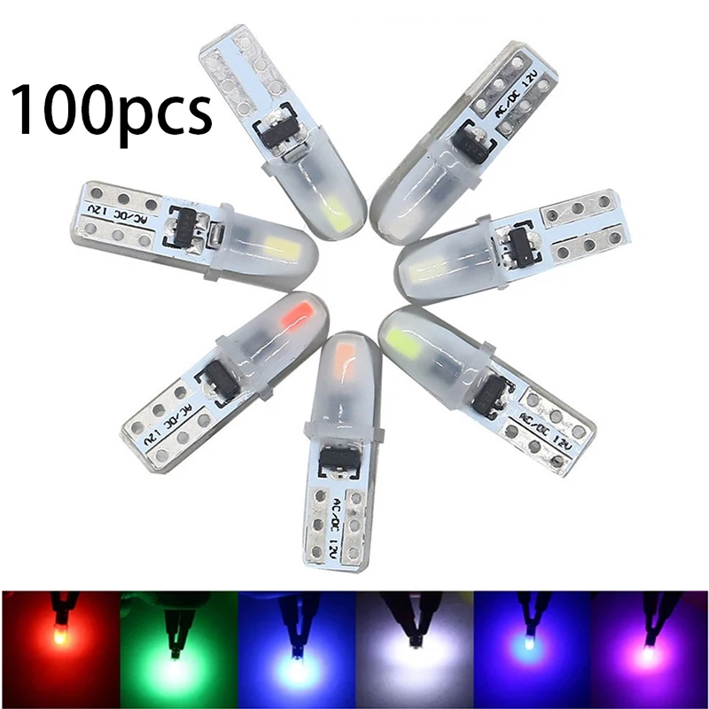 

100pcs T5 LED 3014 2SMD No Polarity Auto Car Dashboard Lights Car Reading Instrument Panel Lamp Door License Plate Light