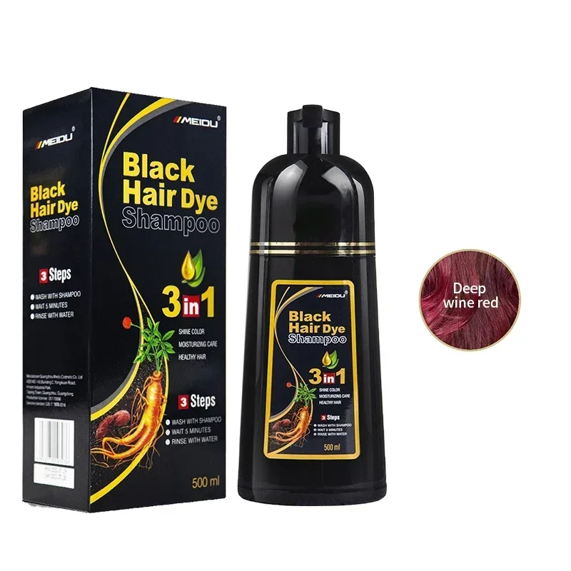 100 ml/500 ml Haarfärbe-Shampoo, 3-in-1, verdunkelndes Haar, sofort grau bis schwarz, Polygonum Multiflorum, natürliche Coloing-Abdeckung für Frauen