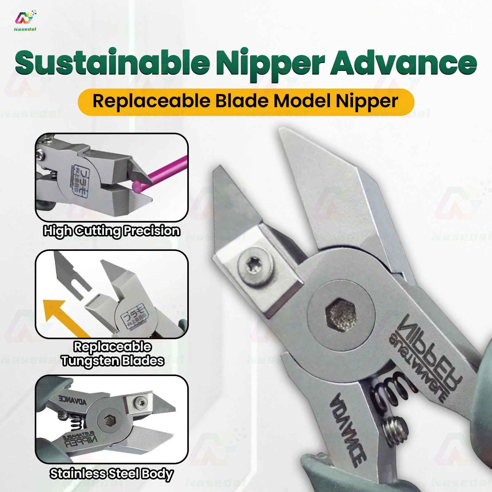 Plamokojo PMKJ025 Sustainable Nipper Advance Replaceable Single-Edge Tungsten Steel Blade for Gundam Model Kits Hobby DIY Tools