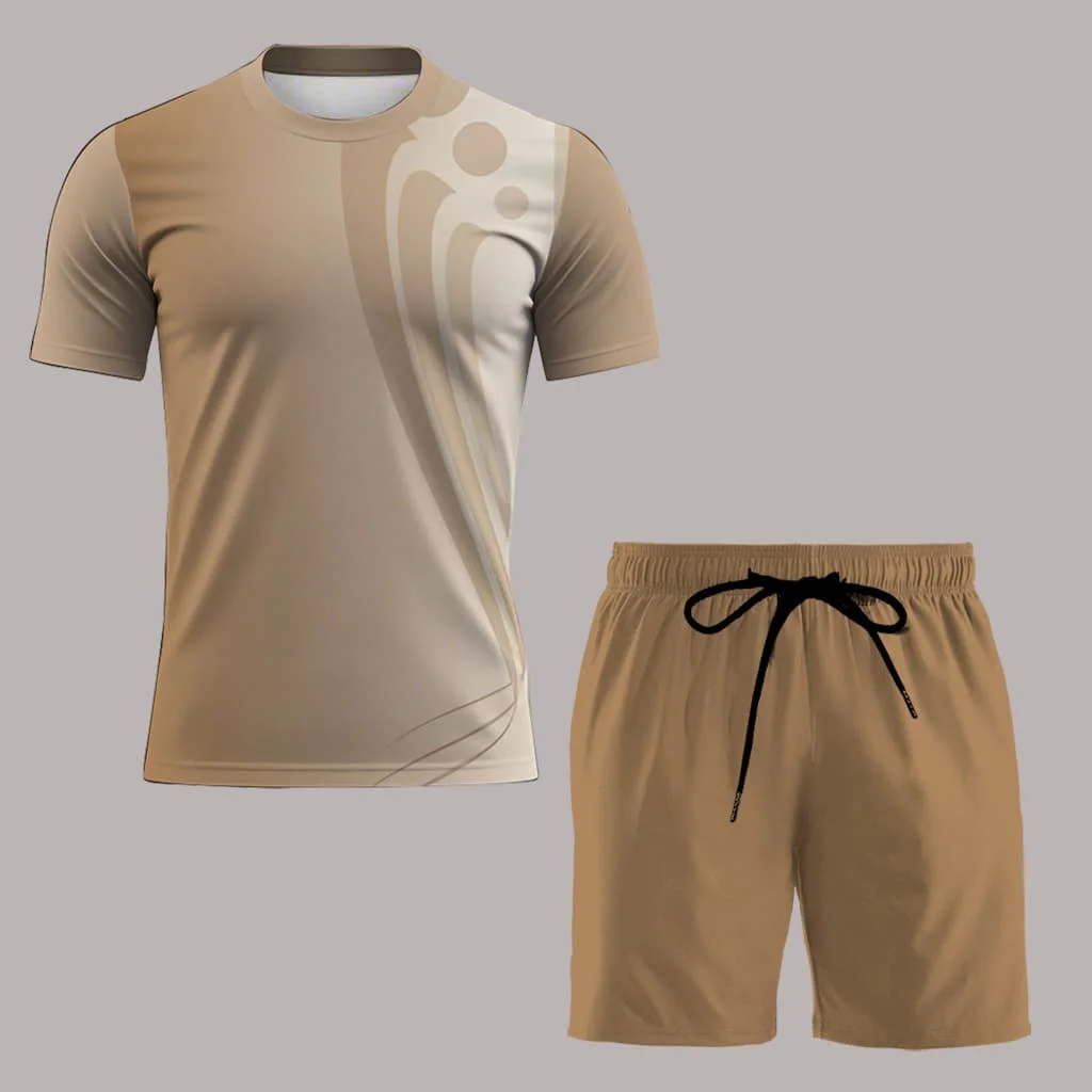 

Новый стиль летней мужской одежды: 3D-принт, повседневная спортивная одежда, футболка с коротким рукавом и шорты, свободный комплект из 2 предметов