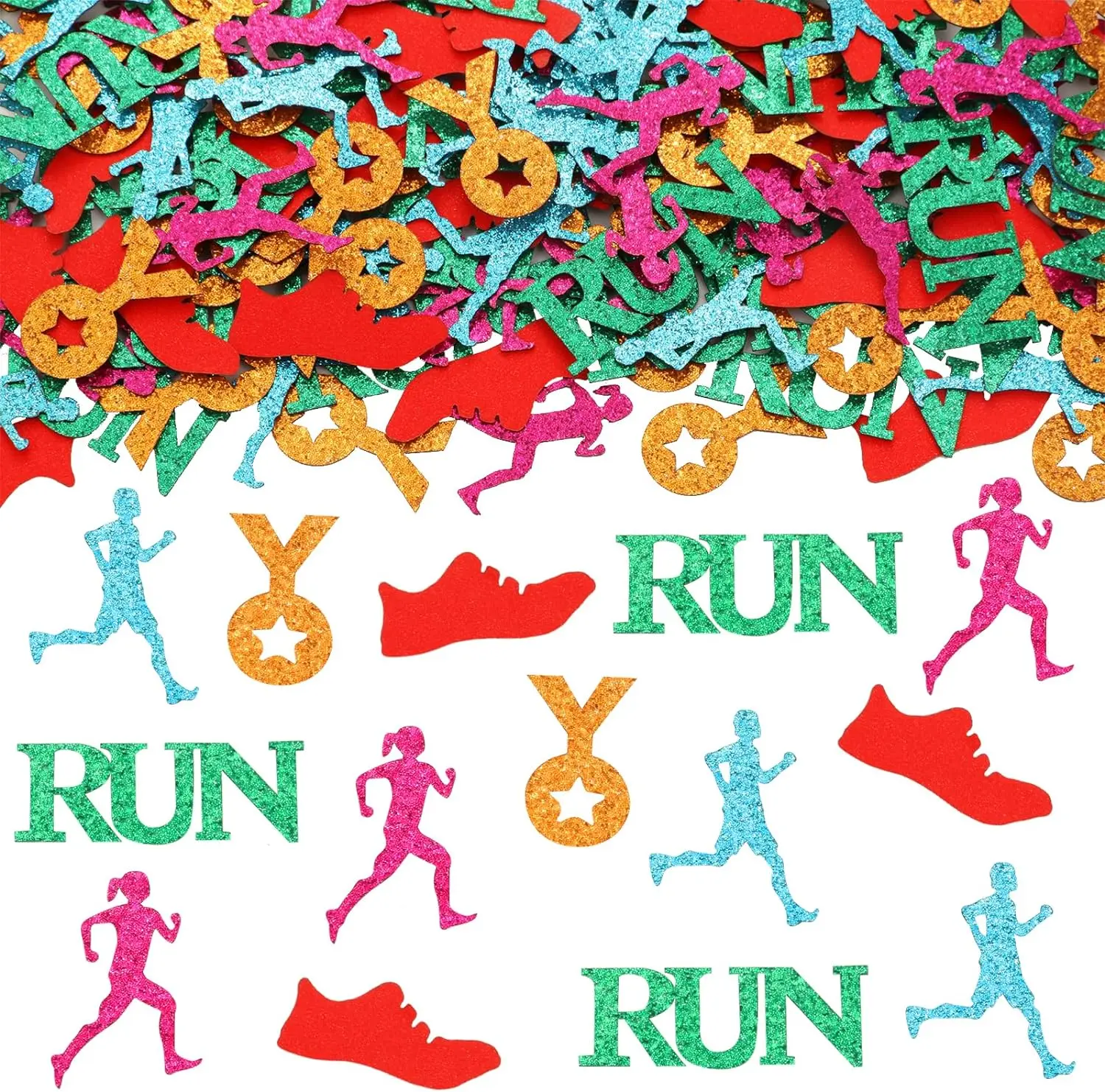 

Running Themed PartyDecor 200Pcs Table Confetti Medal Sneaker Race Marathon Cross Country Sports Fitness Birthday Party Supplies