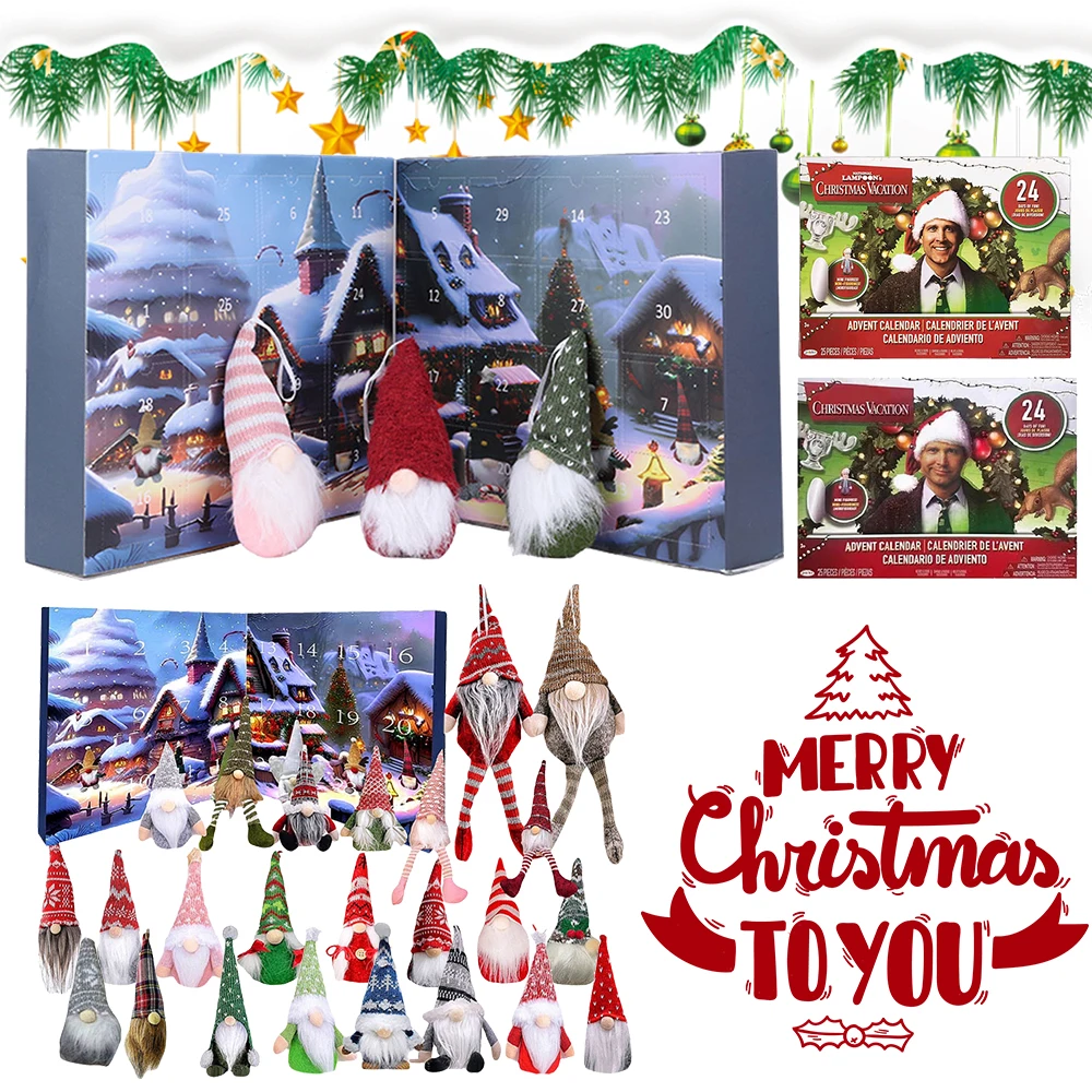 Christmas Gnome Holidays Advent Calendar 2024 Gnome Dolls with Surprise Toys 24 Days Xmas Countdown Calendar for Kids Boys Girls