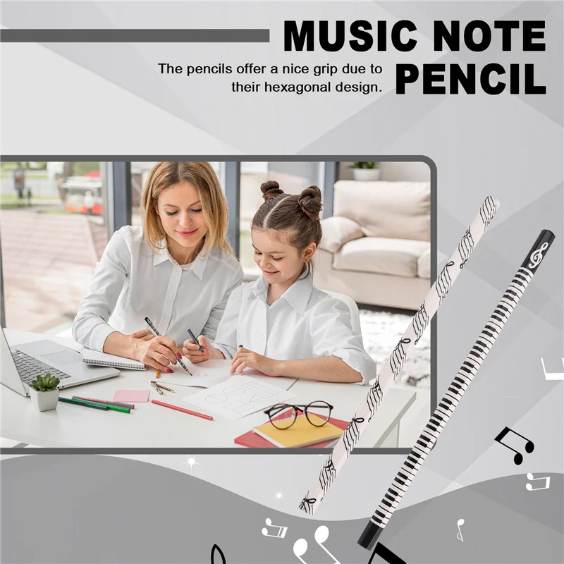 

TTKK-Music Pencils Music Note Pencil With Music Themed Erasers Wood Pencils Bulk Keyboard Fun Pencils Erasers Gift