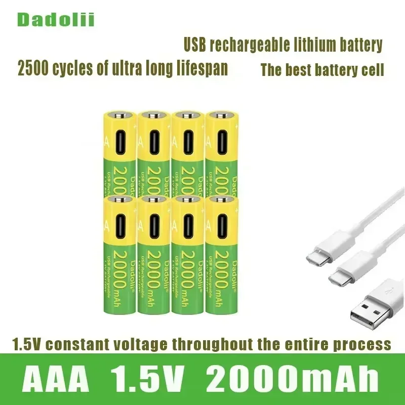 

Long-Lasting USB Fast Charging 1.5V Rechargeable AAA Battery 2000mAh for Mouse and Toy