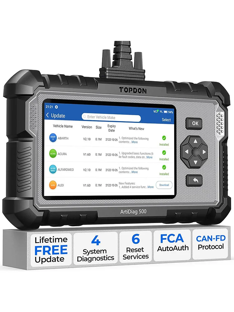 TOPDON ArtiDiag500 Diagnostic 4 Systemen 6 Reset Functies OBD2 Scanner SAS/TPMS/BMS/EPB Reset auto diagnostisch hulpmiddel Gratis update - afbeelding 2