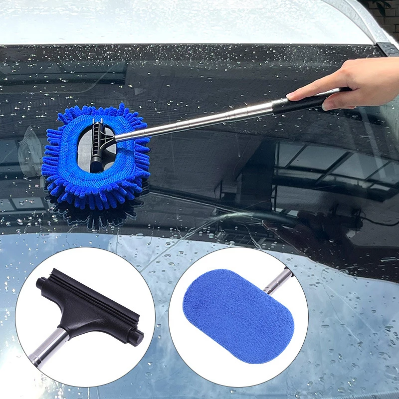 Multifunctional Retractable 180°rotating Car Cleaning Tool 3 In 1 Car Mirror Defogging Brush Wiper Duster Car Cleaning Tool