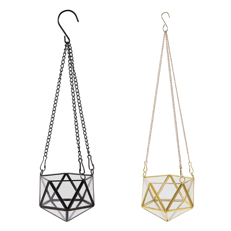 

Modern Hanging Glass Terrarium Geometric Polyhedron Diamond Plant Holder Container Wall Planter Flower Pot Windowsill