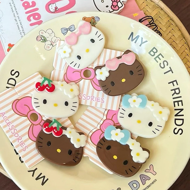 Sanrio Hello Kitty Hairpin Girl Hair Clips Ornaments Anime Cartoon Headdress Soft Cute Design Hair Accessories Cute Gift