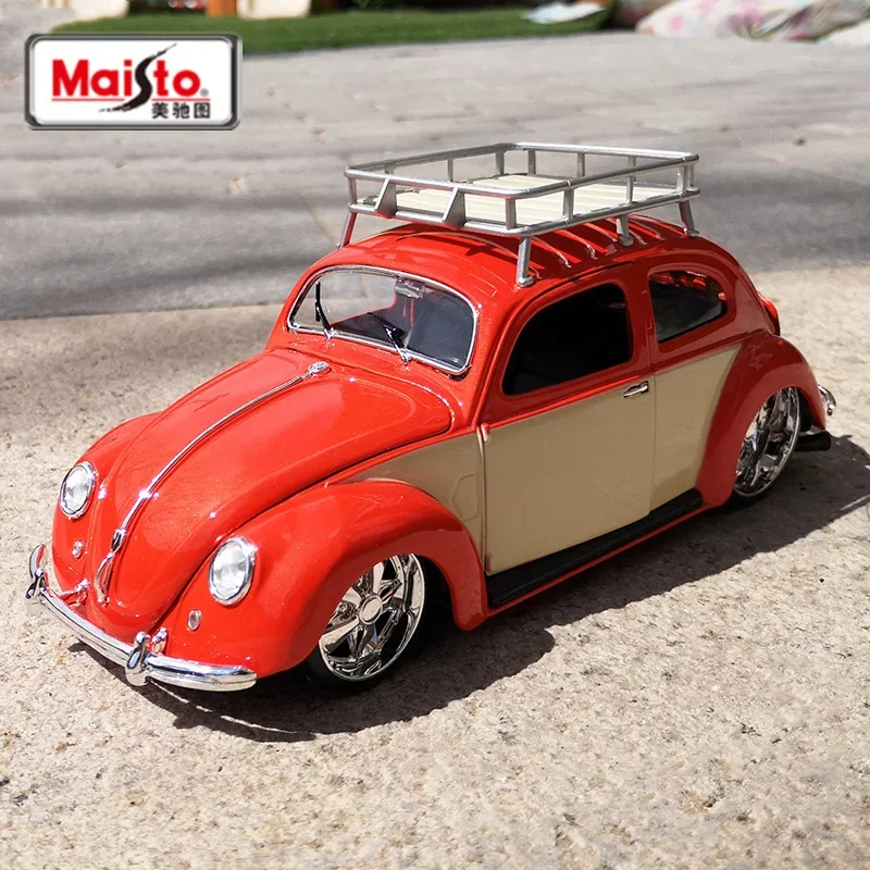 

Классическая модель автомобиля Volkswagen Beetle в масштабе 1:18, 1951, Литые металлические игрушки, модели автомобиля в стиле ретро, имитация подарка