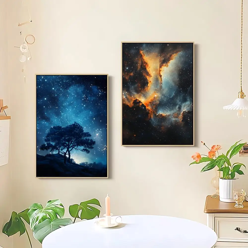 Pretty drem Galaxy starry sky Poster HD art sticky wall waterproof home living room bedroom bar aesthetic decoration