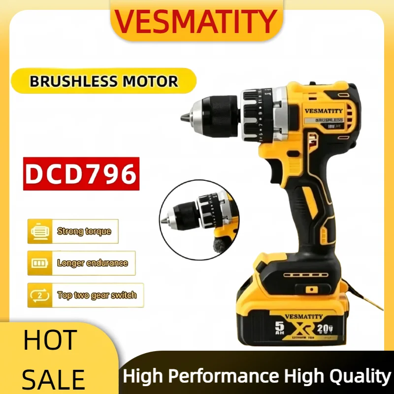 Brushless DCD796 Impact Electric Drill Multifunctional Cordless Screwdriver Rechargeable For Dewalt Battery Power Tools