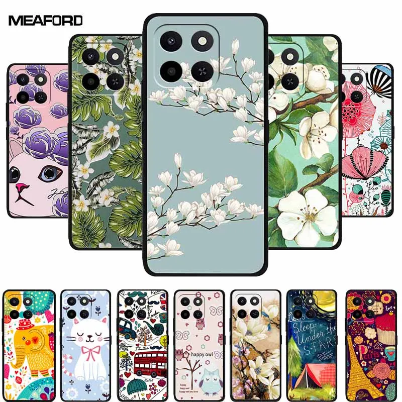 For Honor X7d 4G 5G 3D Flower Case Soft Silicone Bumper Emboss Phone Cover For Honor Play 10T 400 Smart 4G 5G Back Protector Bag