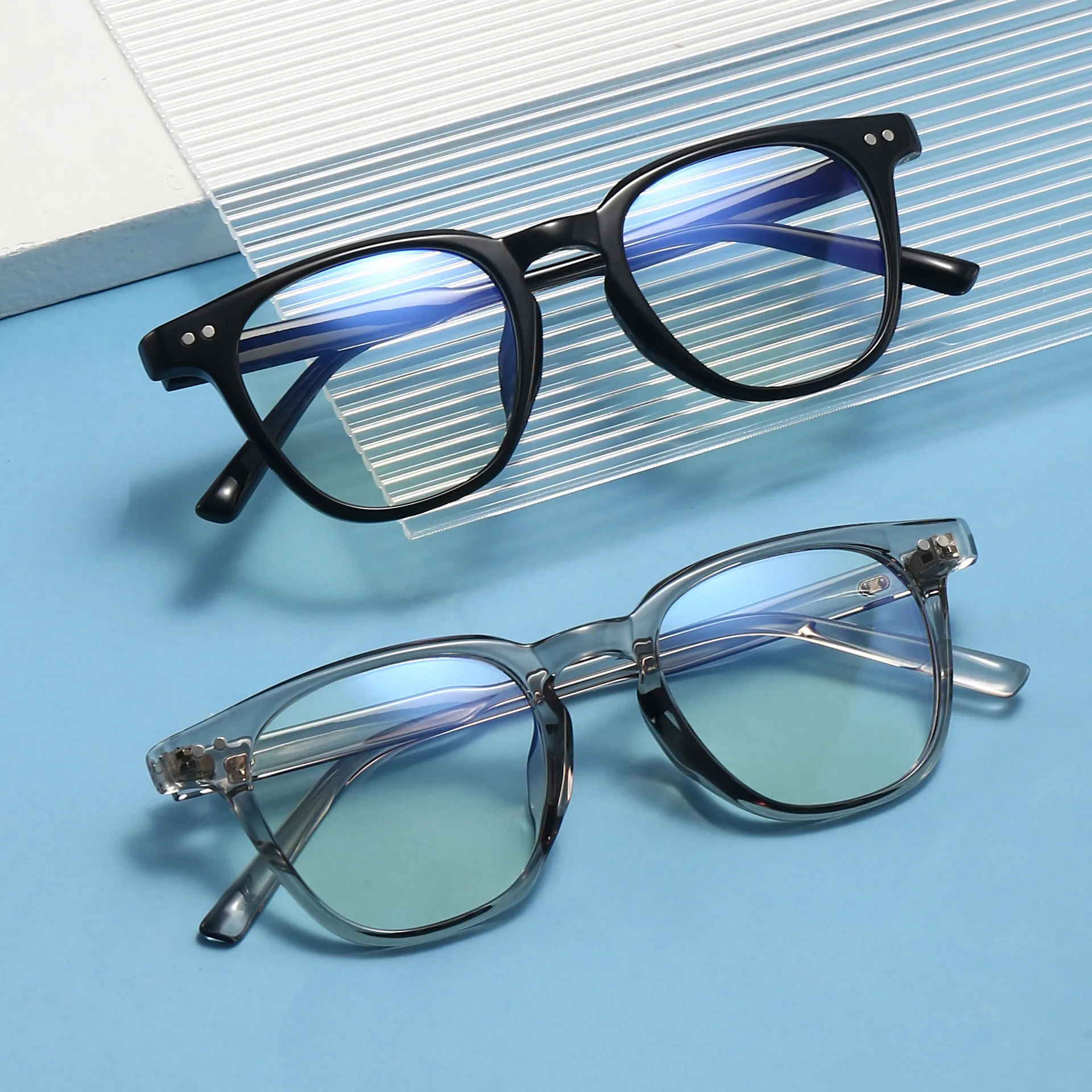 Literary Korean version of the classic black frame men and women personality round face glasses ultra-light and simple