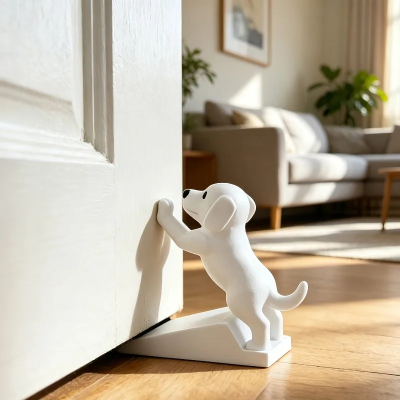 Cute Dog Door Stopper Wedge Decorative Puppy Doorstop, Non-Slip Floor Protector Animal Figurine Office Home Decorations for Room