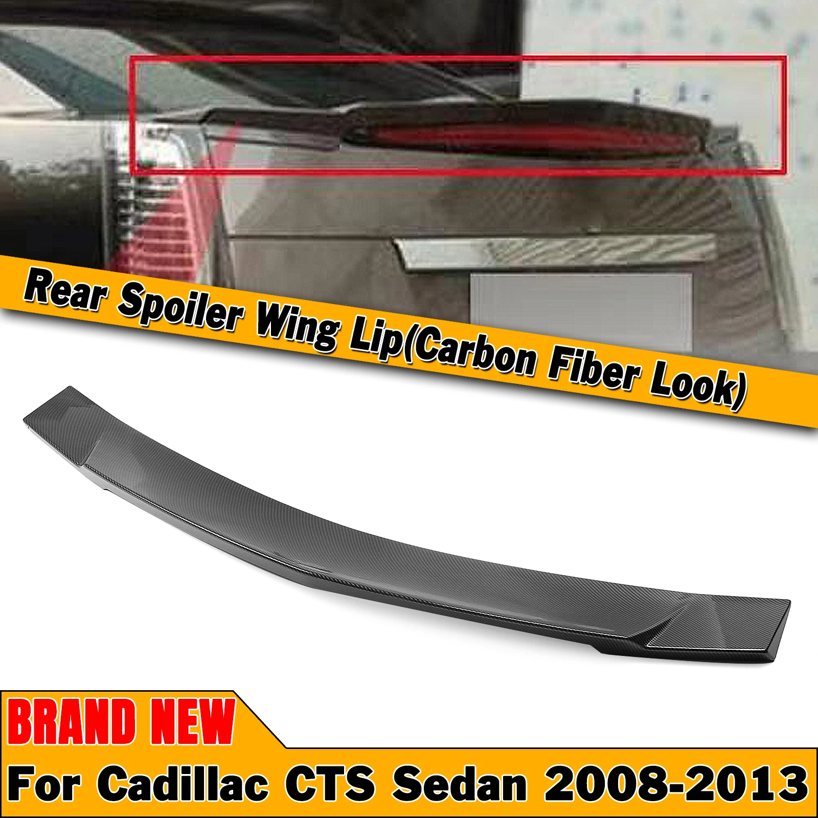 

Rear Spoiler Lip Wing For Cadillac CTS 2008-2013 Sedan 4 Door Carbon Fiber Look/Gloss Black Car Tailgate Deckli Trunk Splitter