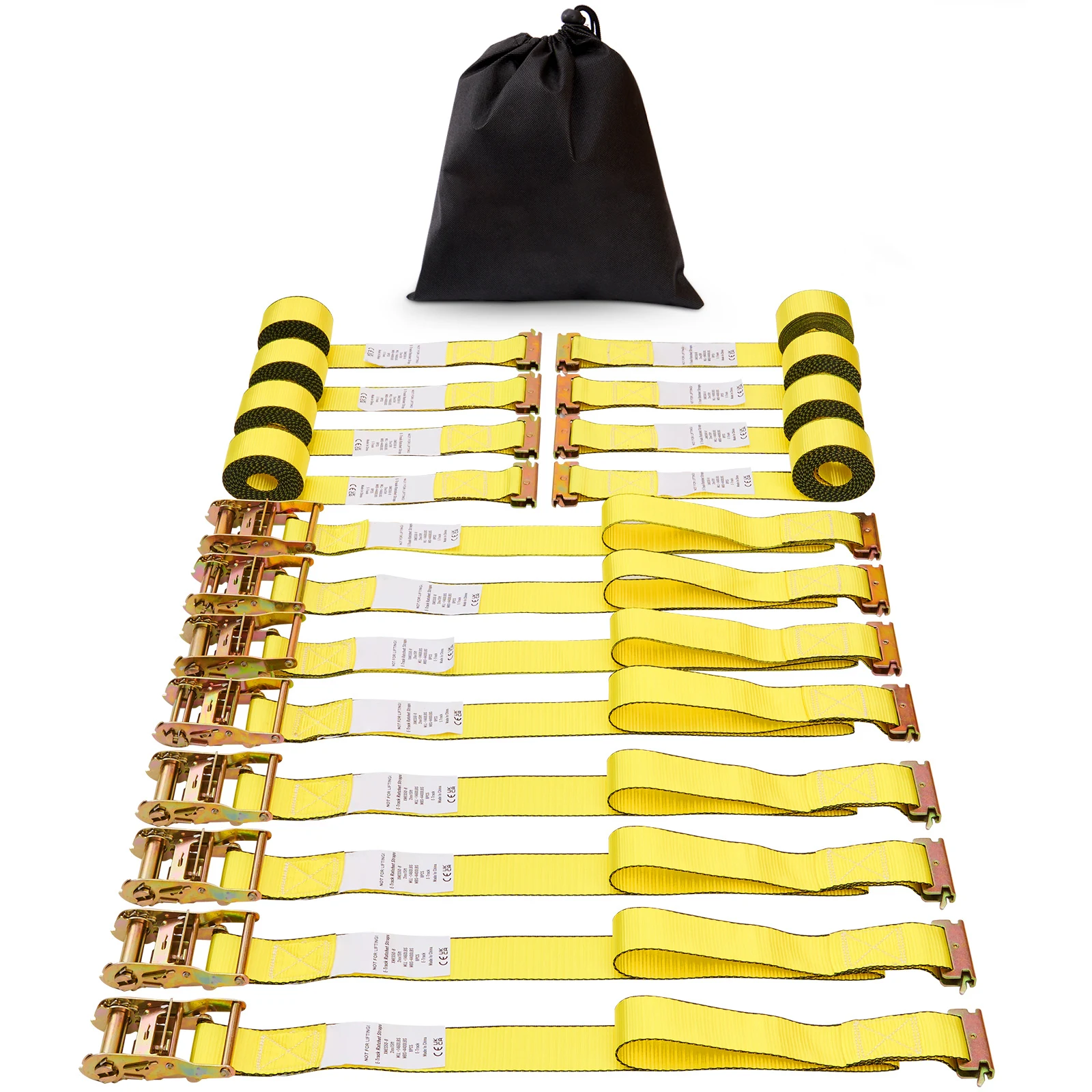 SucceBuy 8 pezzi 4400 libbre Cinghie di ancoraggio a cricchetto E-Track Cinghia resistente con anello a gancio per lo spostamento e la fissaggio dell'attrezzatura da giardino