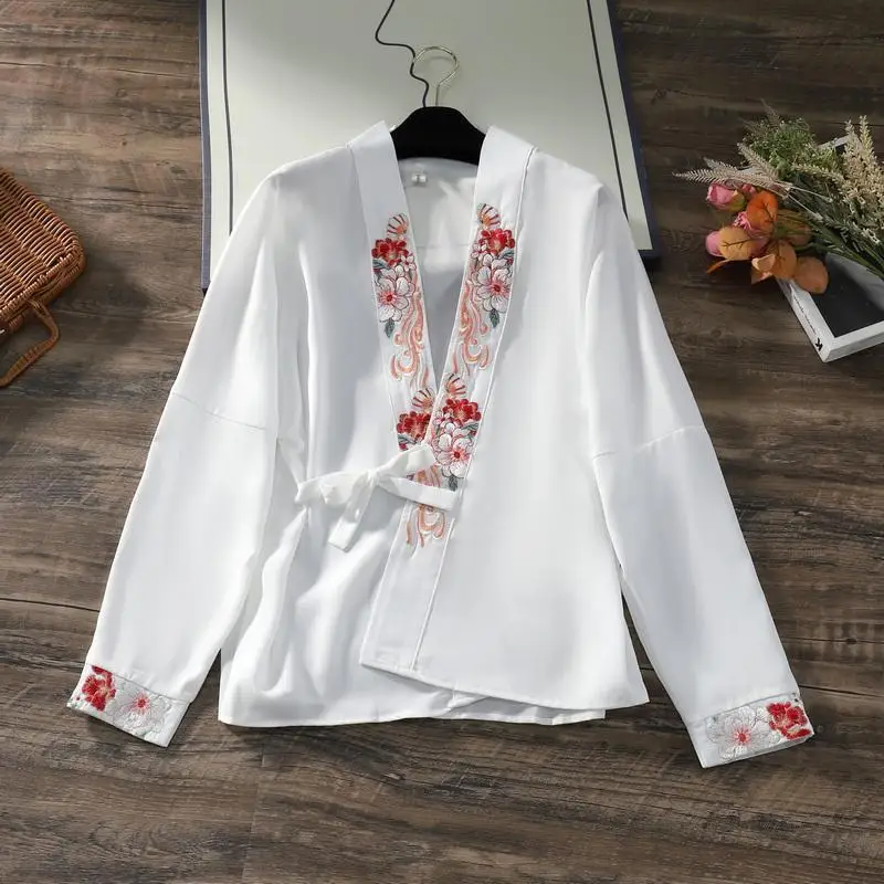 

Large Size 300 Pou Song Dynas Sle irt Men's Spring Autumn Cotton Long Sve Embroidered Hanfu Top Faionable Stree...