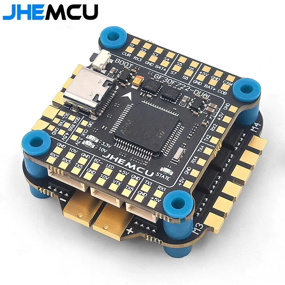 VivaJHEMCU GF30F722 Stack ICM-42688-Px2 DUAL Flight Controller With RuiBet 60A ESC Black Box 16MB 3-6S 30.5x30.5mm For RC FPV Pa