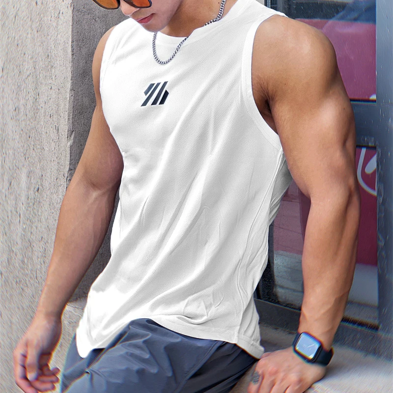 new Summer Gym Vest High Quality mesh Shirt Sleeveless T-shirts Men Tank Tops running Fitness Sports Vest men basketball tops