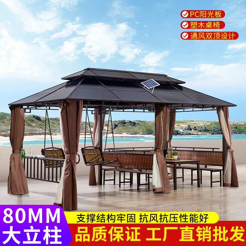 Gazebo, outdoor courtyard, rooftop terrace, garden,  anti-corrosion wood grape trellis, relaxation pavilion, cabin, awning