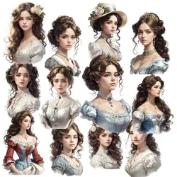 Stickers Watercolor Victoria White Skirt Girl Stickers DIY Scrapbook Diary Project Decoration Vintage Scrapbooking Stationary