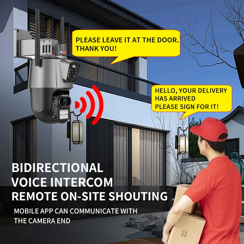 8MP 4K IP Camera Outdoor WiFi PTZ Dual Lens Dual Screen Auto Tracking Waterproof Security Video Surveillance Police Light Alarm