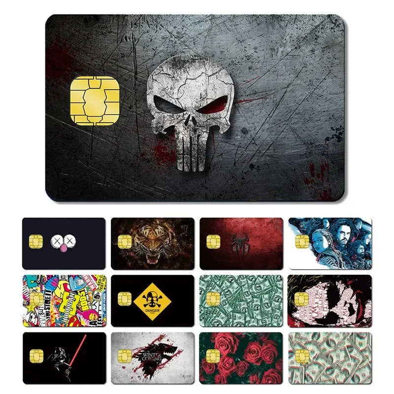 Matte 3M Pvc Animie Skull Sticker Case Cover Skin Film Voor Creditcard Schuld Kaart Kleine Grote Chip