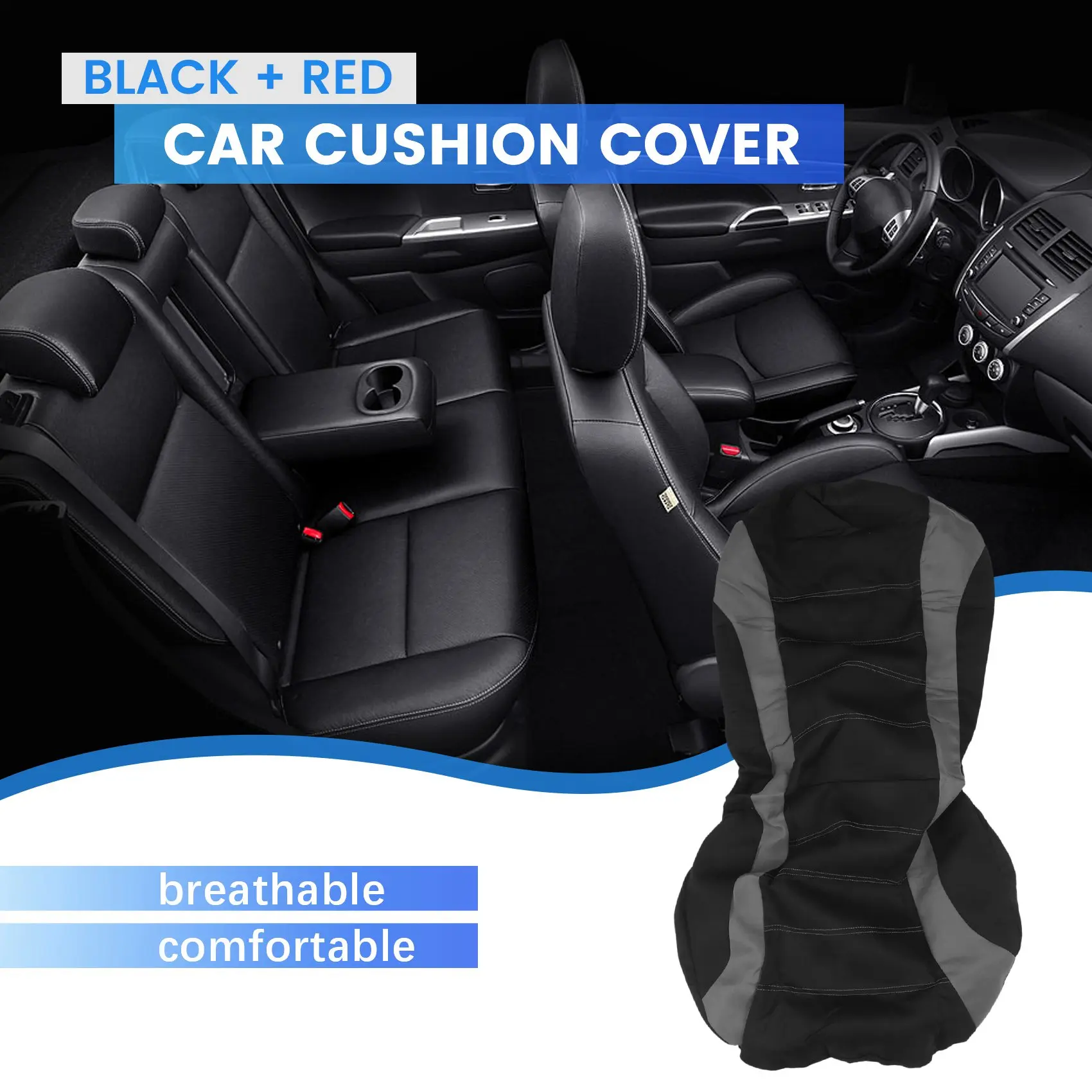 أغطية مقاعد السيارة الأمامية وسادة هوائية أمامية غطاء مقعد دلو رياضي جاهز، أغطية مقاعد السيارات (أسود + رمادي) JAS #1