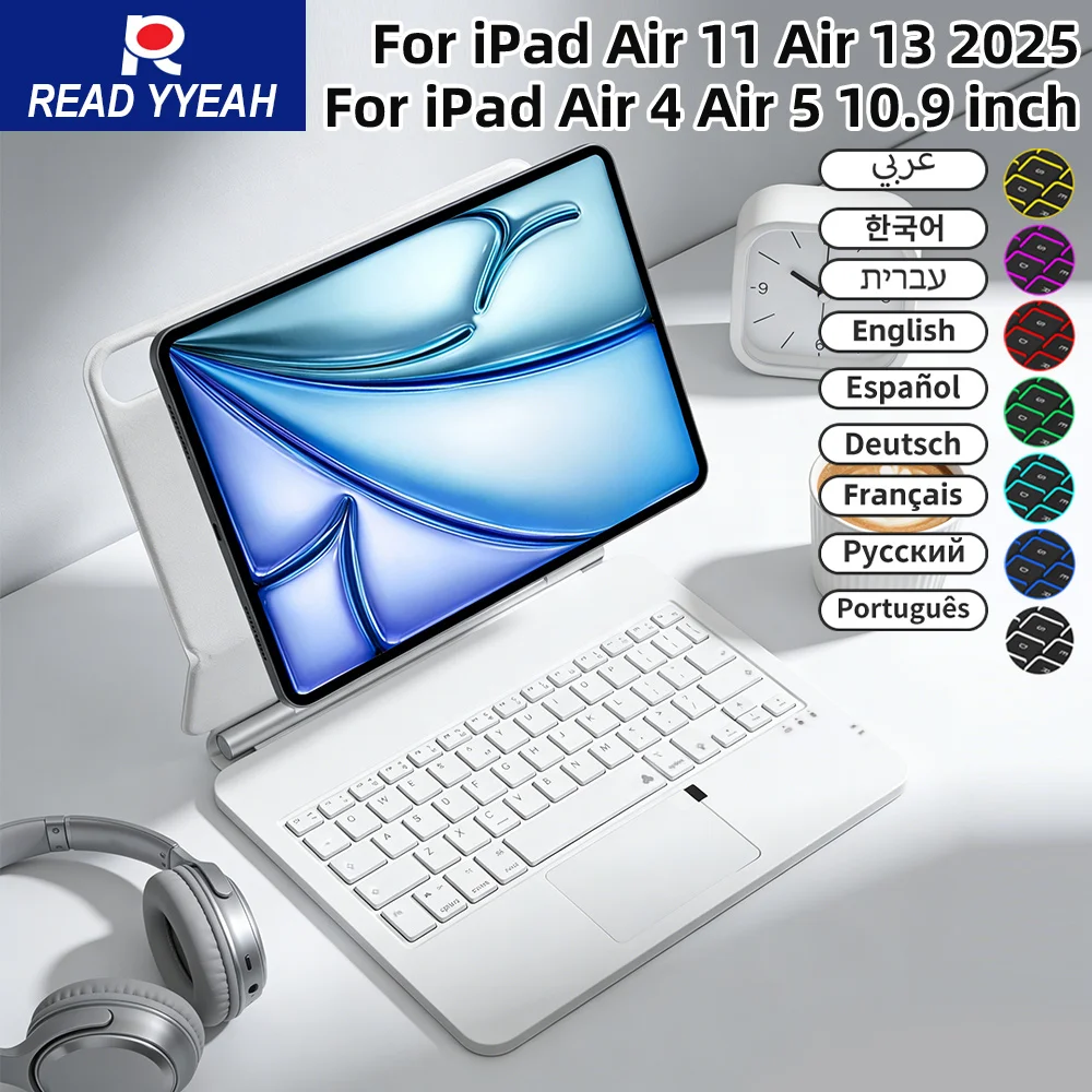 

Магнитная клавиатура READYYEAH Magic для iPad 10-го и 11-го поколений, чехол для iPad A16 A3354 A3355 A3356 A2696, умный чехол-книжка, испанская раскладка