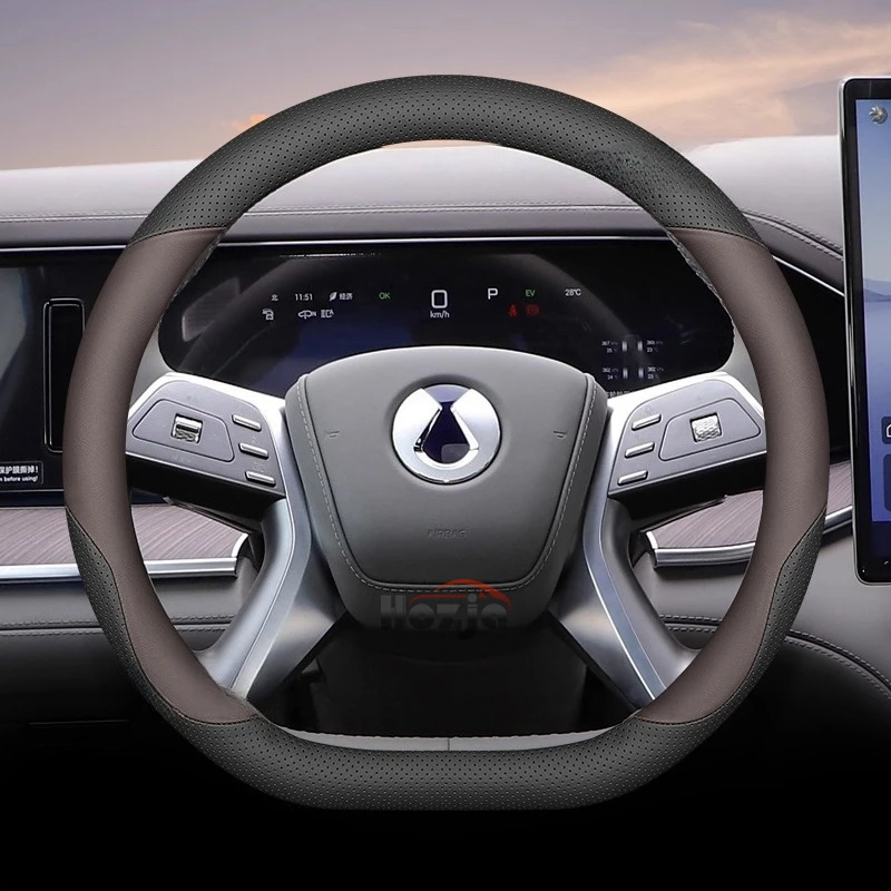 

Leather Car Steering Wheel Cover for Denza D9 Z9GT N9 B5 B8 Steering Covers Interior Accessories