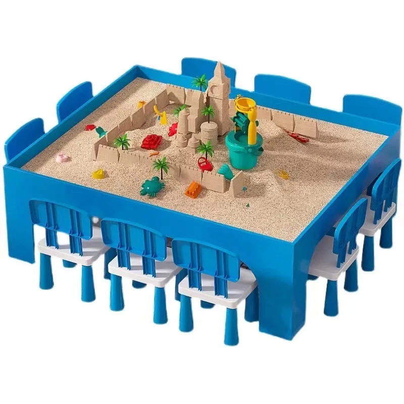 Multifunctional Space Toys Sand Tables square Building Blocks Night Markets Solid Wood Handmade Toy Sand Tables