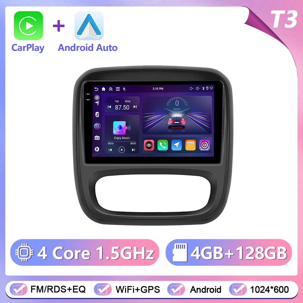 Podofo CarPlay Android Auto autoradio voor Renault TRAFIC/Opel VIVARO 2015 GPS Intelligent Systems Stereo Multimedia autoradio