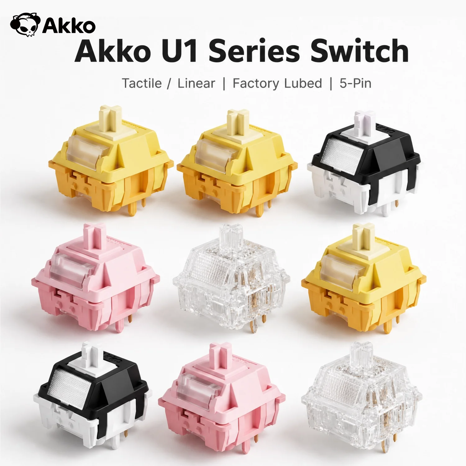 Akko U1 Series Switch Mechanical Keyboard 5 Pins Linear / Tactile Factory-lubed Hot-swappable MX Switches Keyboard Accessories