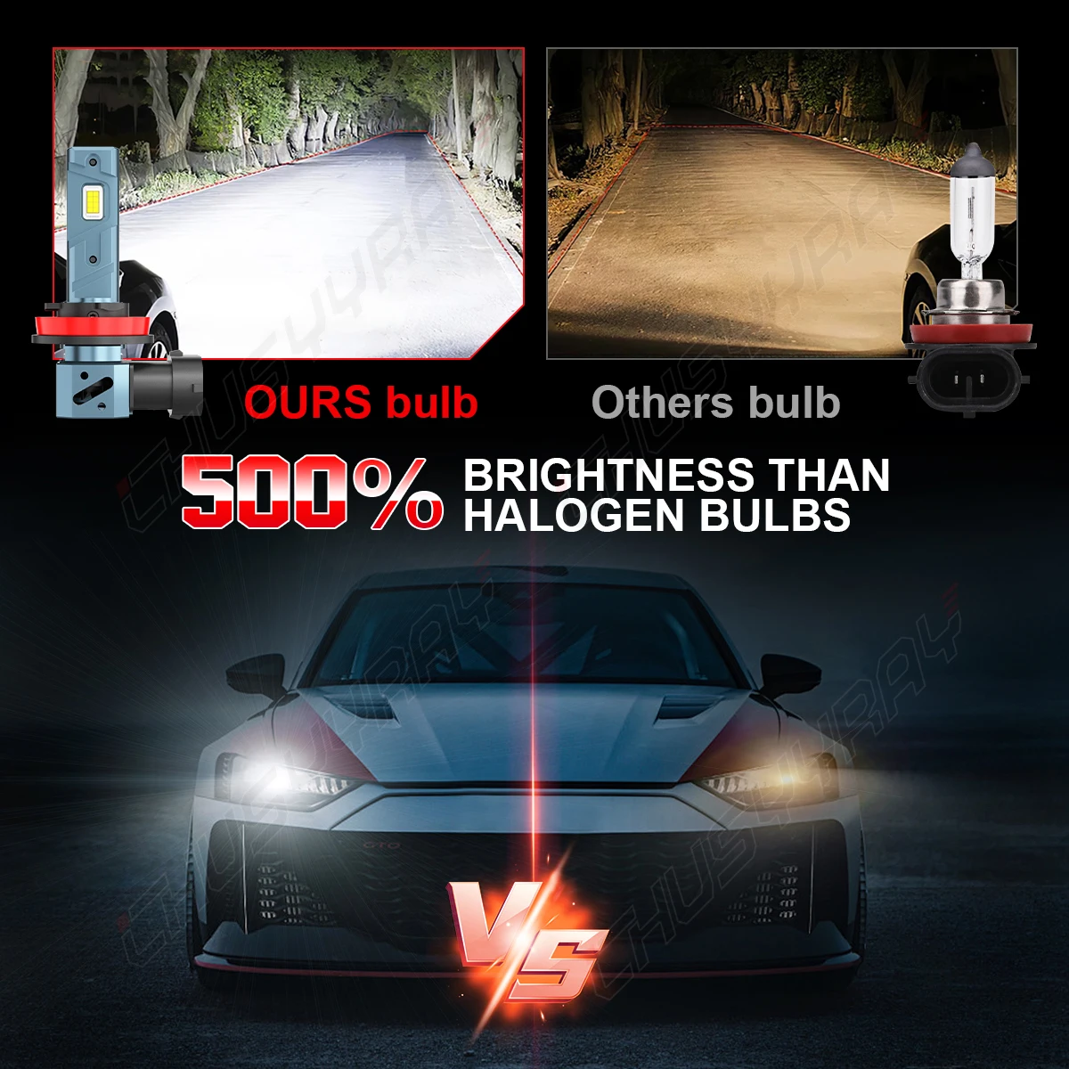 PCVBMLAUT Car lights LED Headlight H11(H9/H8) For High Beam H11(H9/H8) For Low Beam White 6500K Bulbs Kit Car accsesories