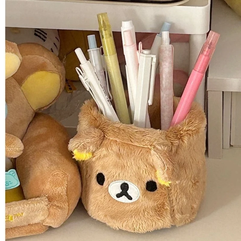 

New 2025 New Hot Sale Kawaii Rilakkumas Storage Box Desktop Pen Container Makeup Brush Storage Miscellaneous Storage Cute Gift