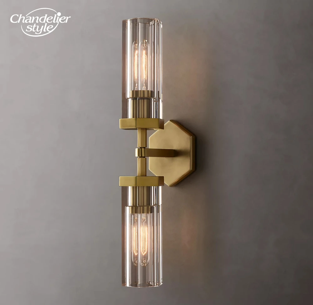 

Lambeth Hexagonal Linear Sconce Modern Classic Clear Glass Brass Chrome Black Wall Lamps Living Room Bedroom Bathroom Lights