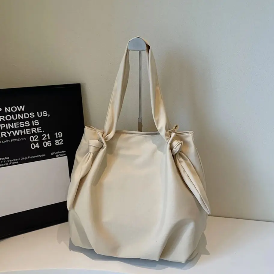 

Women's Simple Casual Korean Style Single Shoulder Handbag Solid Color Bow Knot Versatile Commuter Tote Bag Minimalist Work Bags